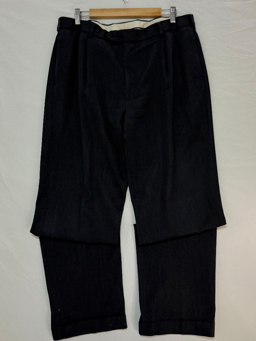 Brooks Brothers 1818 Madison Wool Pleated Dress Pants Charcoal Mens 37x32